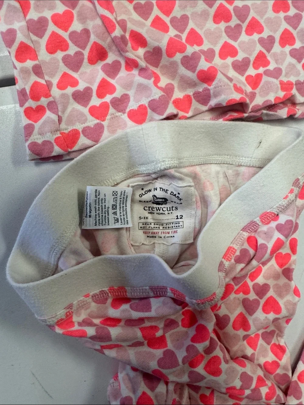 Girls Heart-Print Pajama Set - Pink & White 100% Cotton